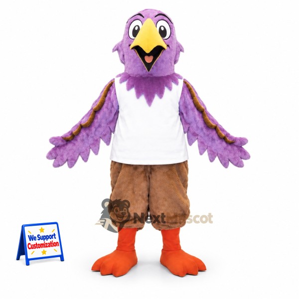 Bird Mascot Costume - Purple, White Shirt