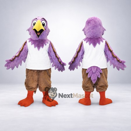 Bird Mascot Costume - Purple, White Shirt Bird Mascot Costume - Purple, White Shirt