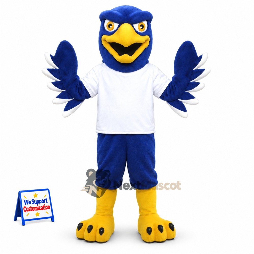 Eagle Mascot Costume - Blue, White Shirt for Team Events Eagle Mascot Costume - Blue, White Shirt for Team Events