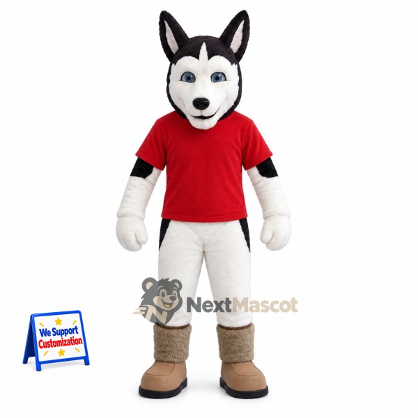 Husky Mascot Costume - Red Shirt for Parades