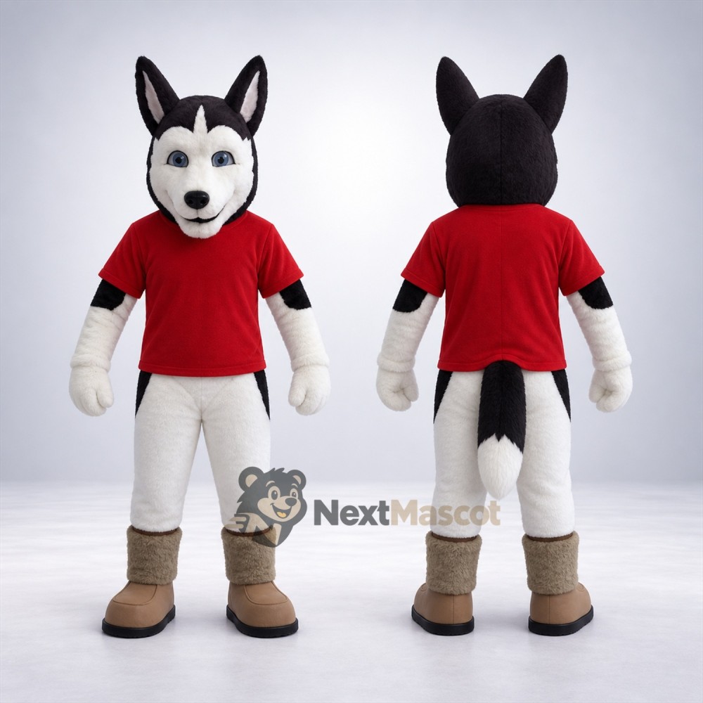 Husky Mascot Costume - Red Shirt for Parades Husky Mascot Costume - Red Shirt for Parades