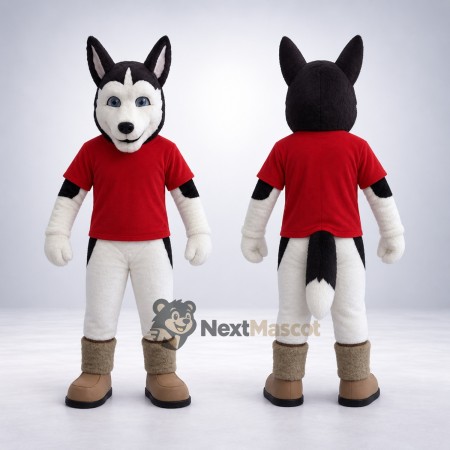 Husky Mascot Costume - Red Shirt for Parades Husky Mascot Costume - Red Shirt for Parades