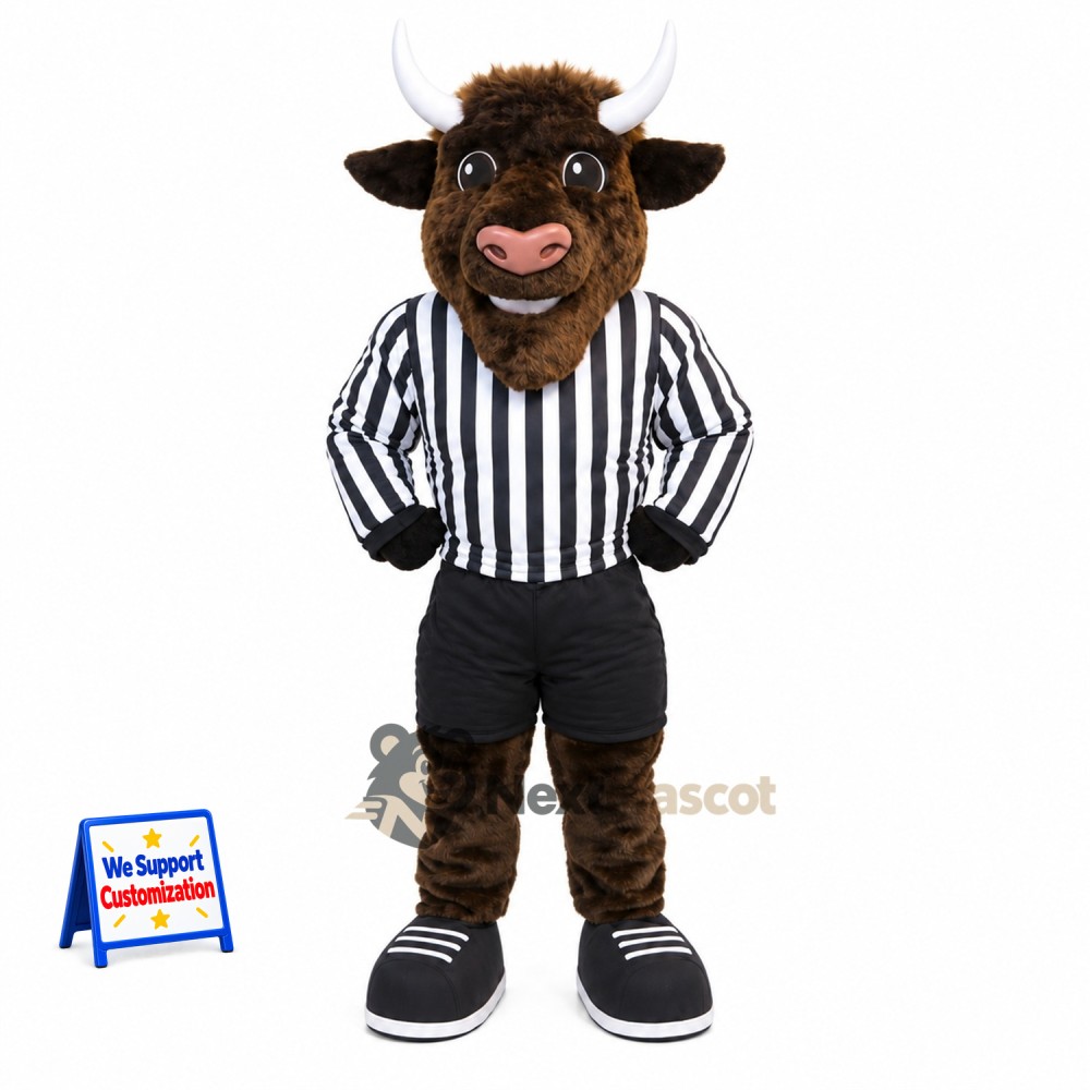 Buffalo Mascot Costume - Referee Style Buffalo Mascot Costume - Referee Style