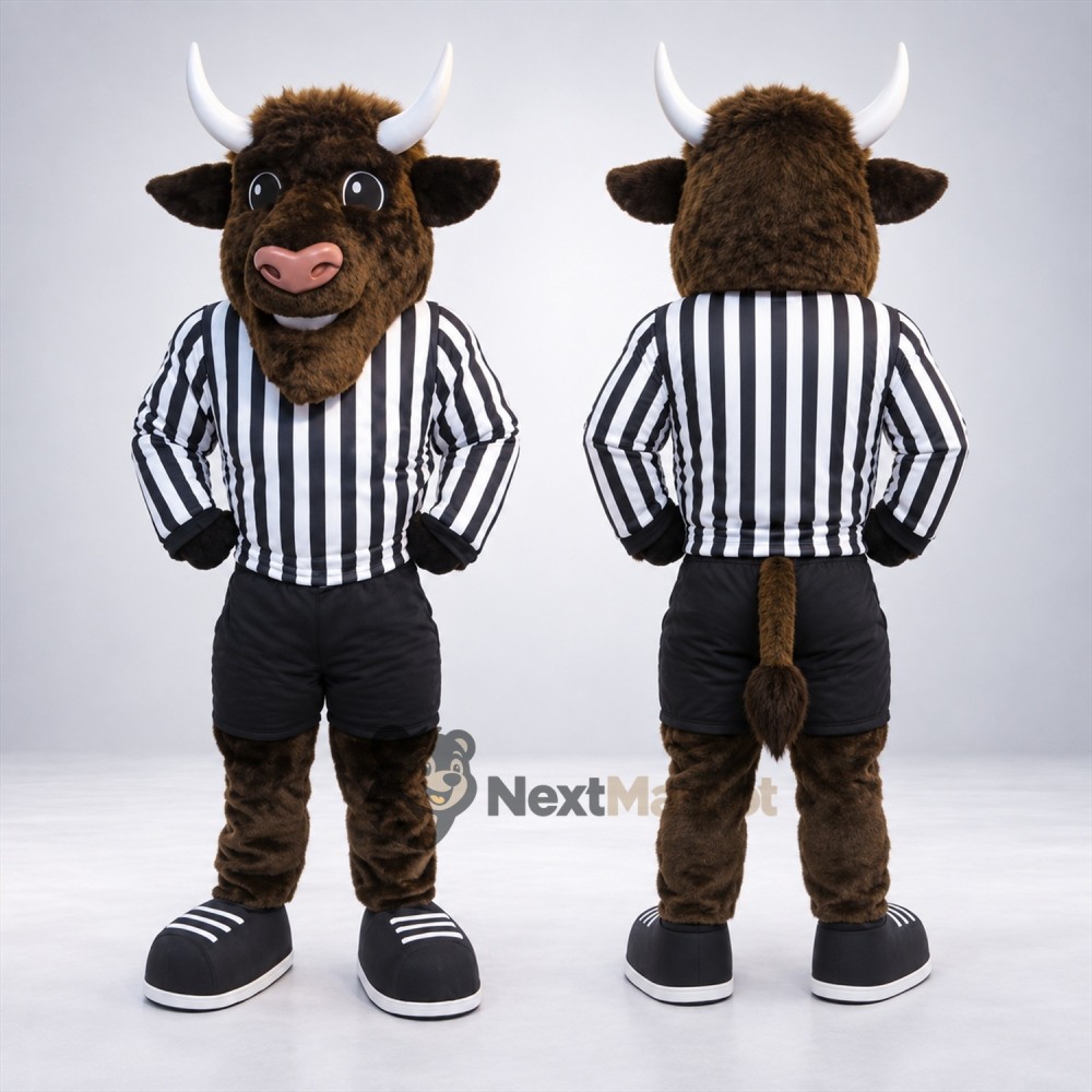 Buffalo Mascot Costume - Referee Style Buffalo Mascot Costume - Referee Style