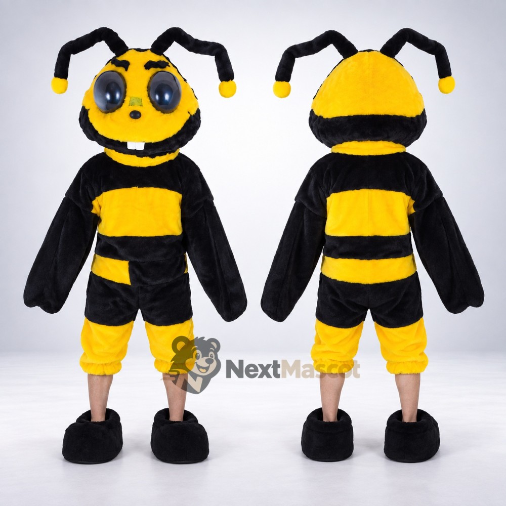 Bee Mascot Costume - Yellow, Angular Antennae for Garden Events Bee Mascot Costume - Yellow, Angular Antennae for Garden Events