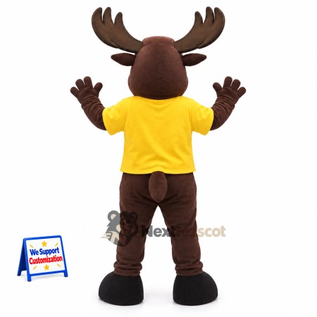 Moose Mascot Costume - Yellow Shirt Moose Mascot Costume - Yellow Shirt