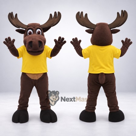 Moose Mascot Costume - Yellow Shirt Moose Mascot Costume - Yellow Shirt