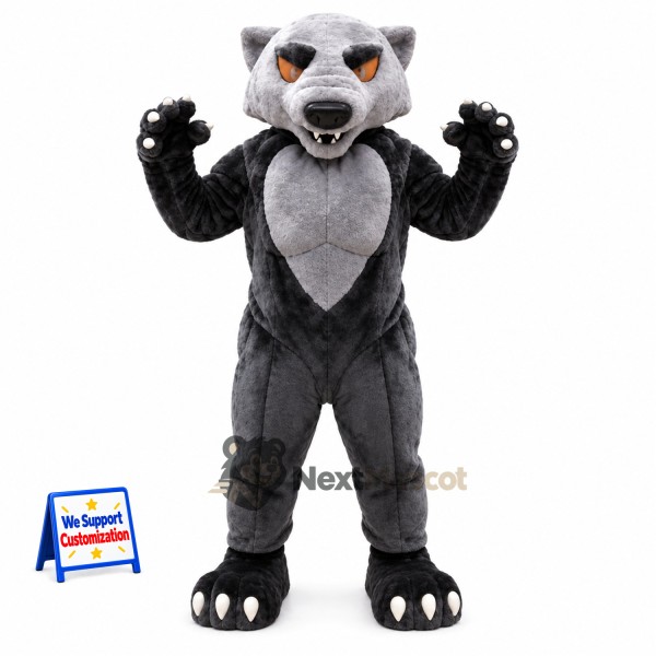 Wolf Mascot Costume - Muscular, Gray for Community Events