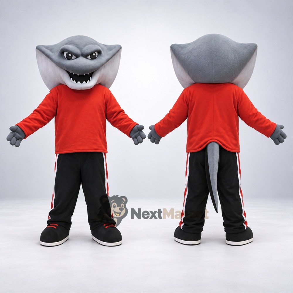Stingray Mascot Costume - Red Shirt for Ocean Festivals Stingray Mascot Costume - Red Shirt for Ocean Festivals