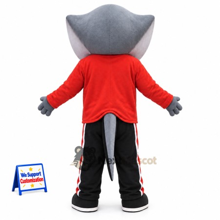 Stingray Mascot Costume - Red Shirt for Ocean Festivals Stingray Mascot Costume - Red Shirt for Ocean Festivals