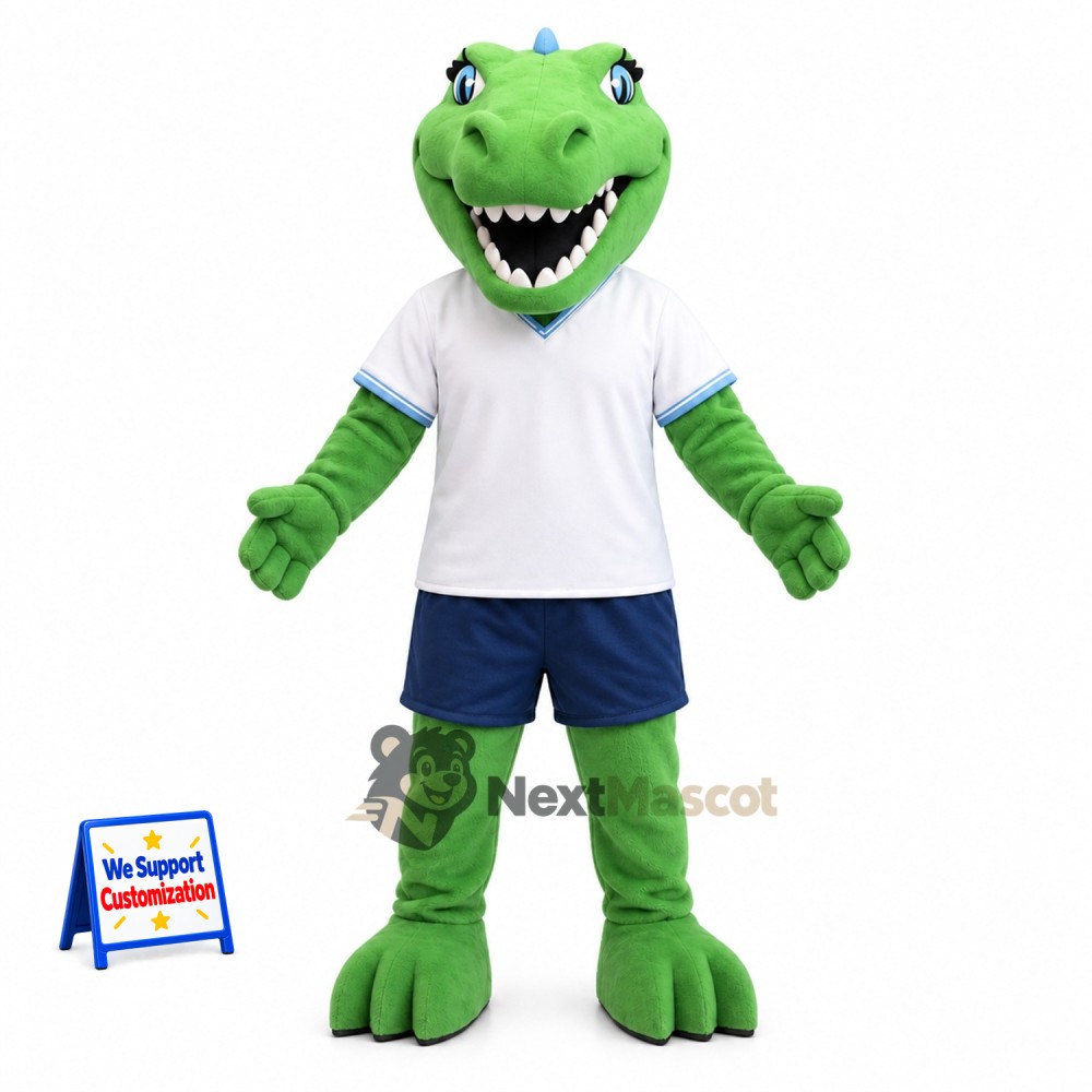Dinosaur Mascot Costume - Green, White Shirt Dinosaur Mascot Costume - Green, White Shirt
