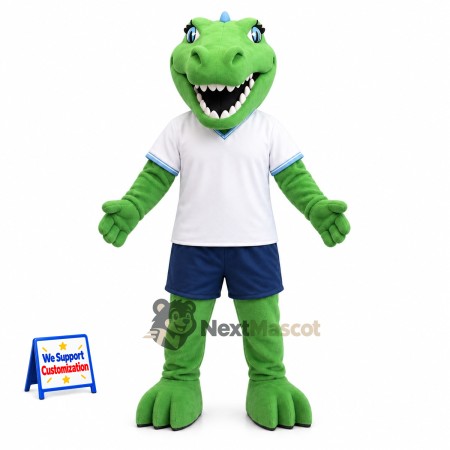 Dinosaur Mascot Costume - Green, White Shirt Dinosaur Mascot Costume - Green, White Shirt