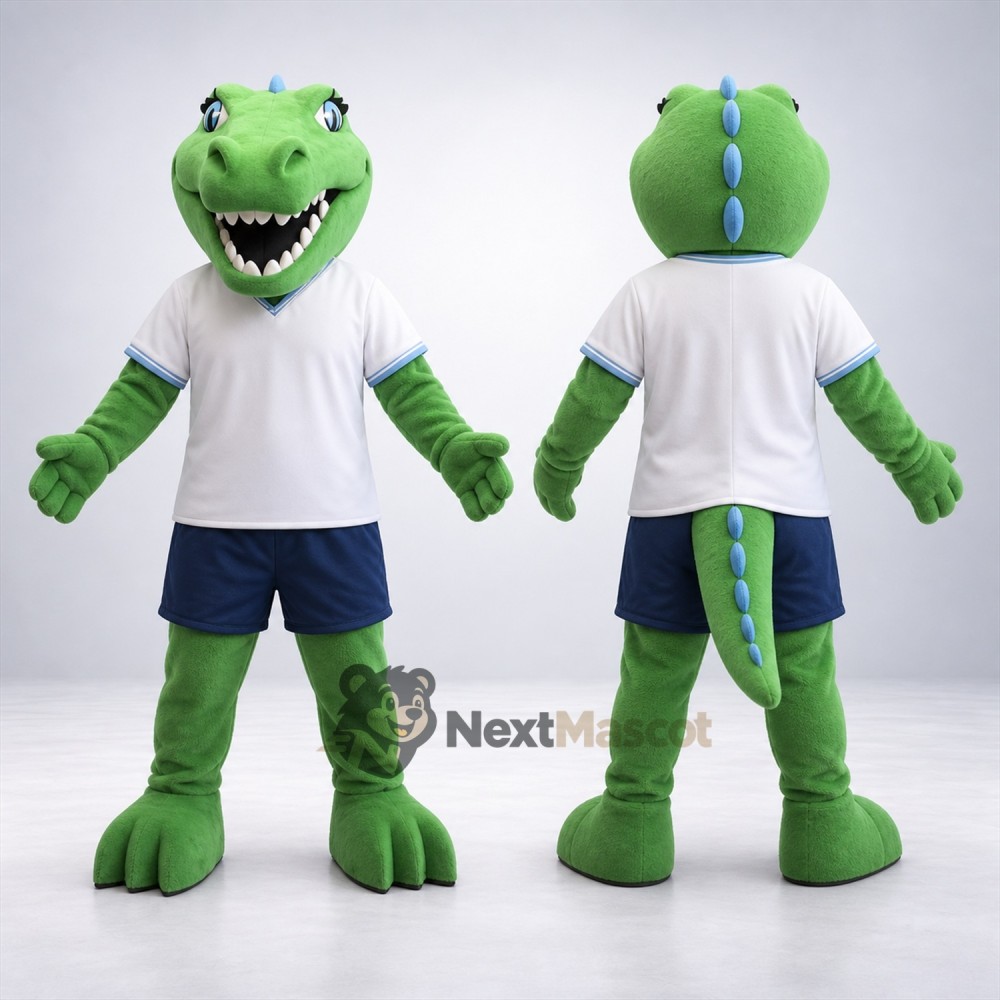 Dinosaur Mascot Costume - Green, White Shirt Dinosaur Mascot Costume - Green, White Shirt