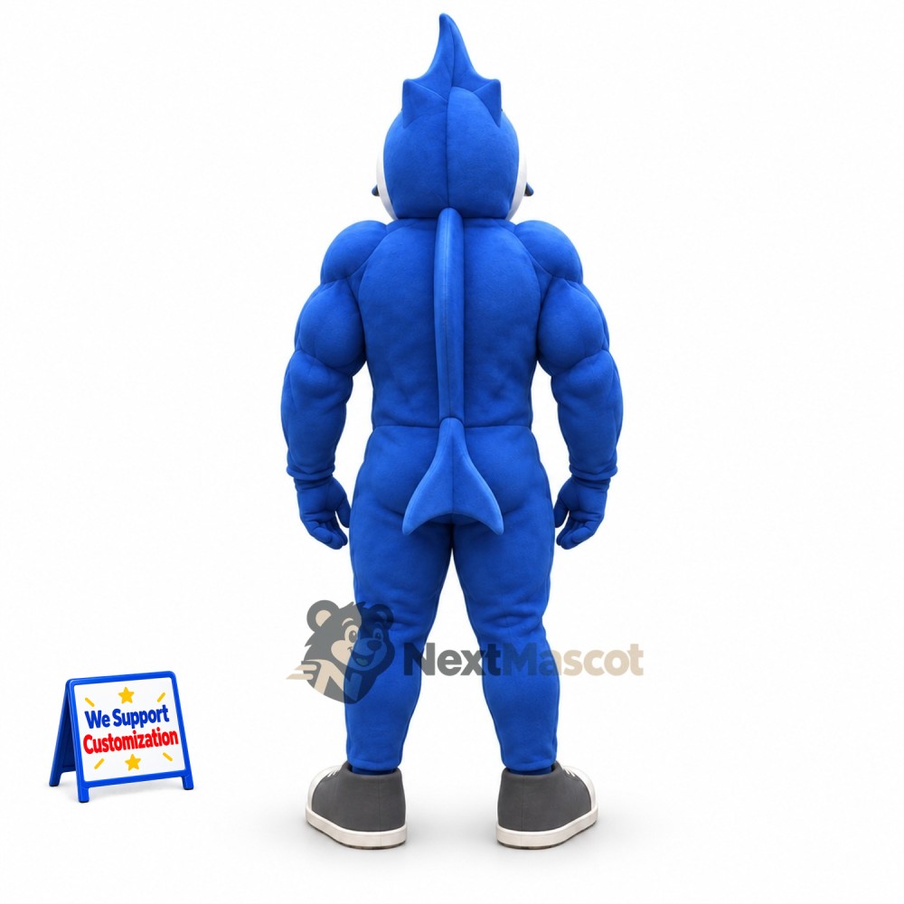Shark Mascot Costume - Muscular, Blue