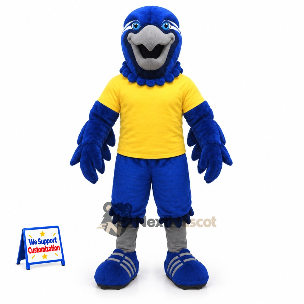 Blue Jay Mascot Costume - Yellow Shirt Blue Jay Mascot Costume - Yellow Shirt