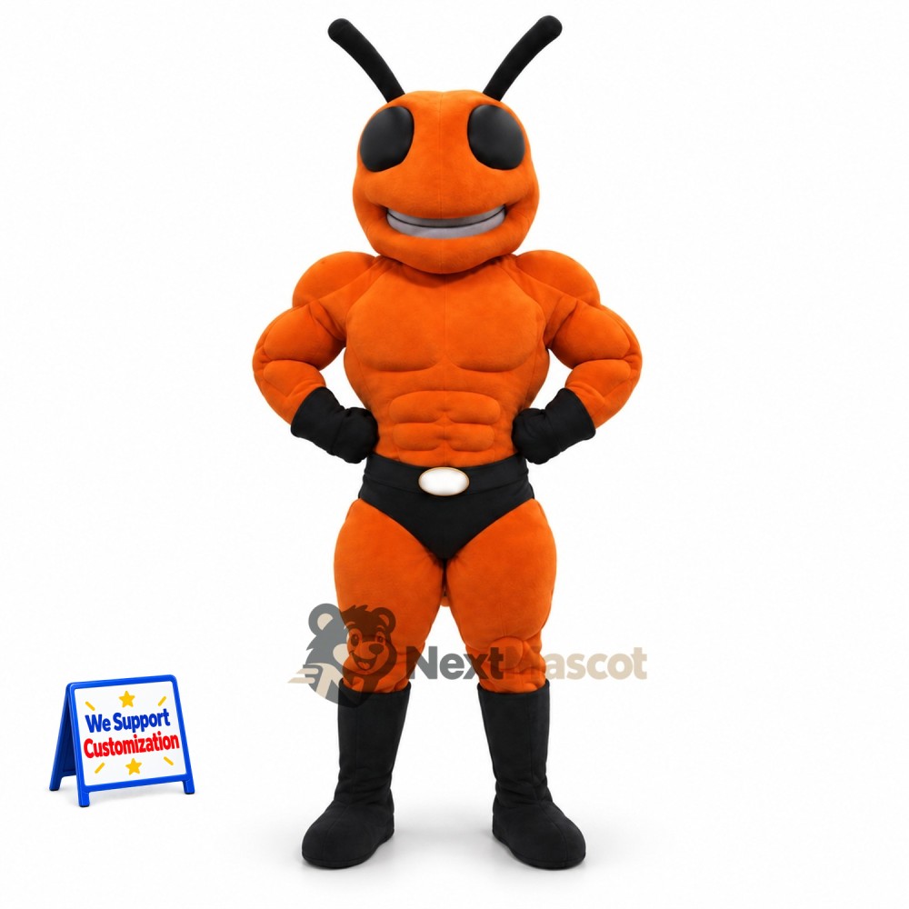 Ant Mascot Costume - Muscular, Orange Ant Mascot Costume - Muscular, Orange