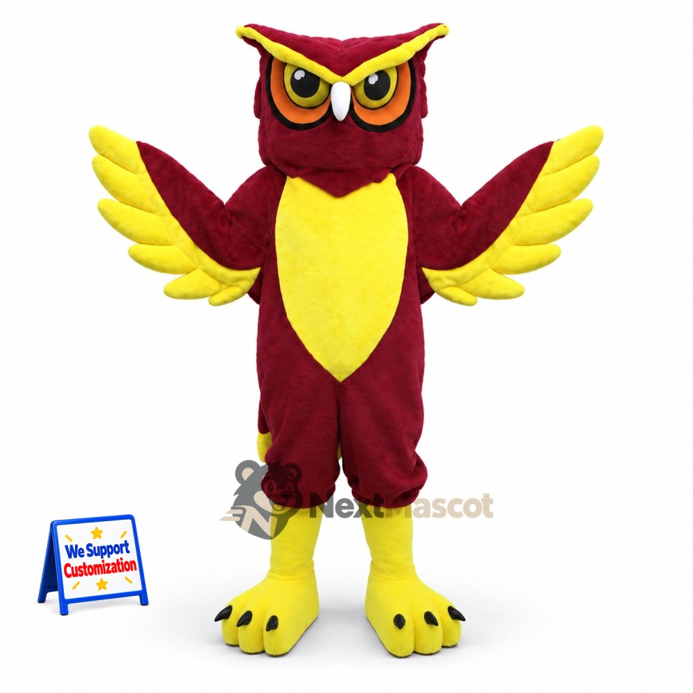 Owl Mascot Costume - Red for Festivals Owl Mascot Costume - Red for Festivals