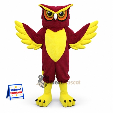 Owl Mascot Costume - Red for Festivals Owl Mascot Costume - Red for Festivals
