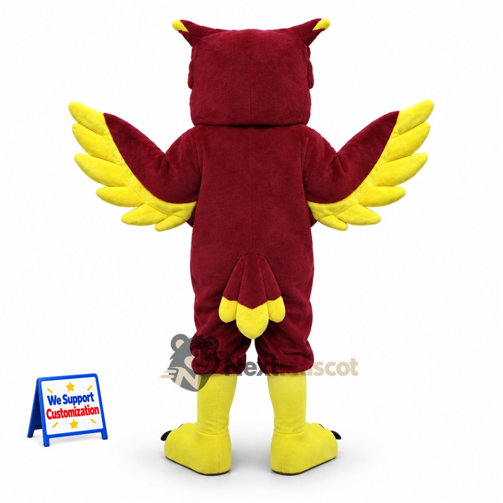 Owl Mascot Costume - Red for Festivals Owl Mascot Costume - Red for Festivals