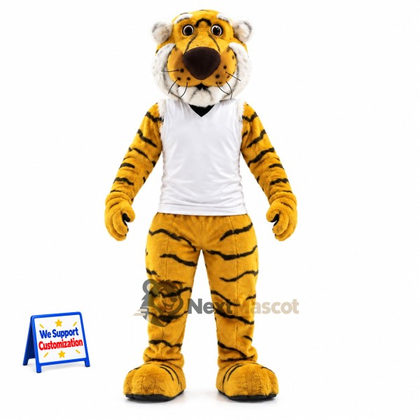 Tiger Mascot Costume - White Shirt