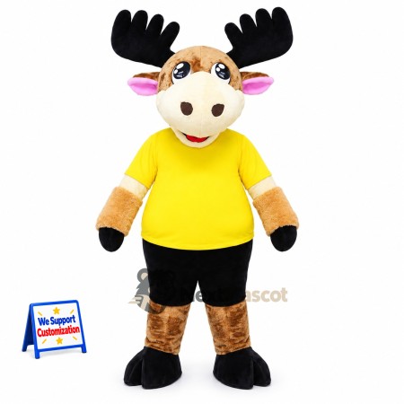 Moose Mascot Costume - Yellow Shirt for Parades Moose Mascot Costume - Yellow Shirt for Parades