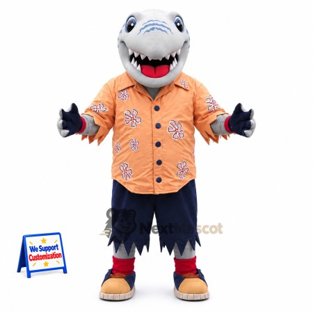 Shark Mascot Costume - Hawaiian Shirt for Ocean Events Shark Mascot Costume - Hawaiian Shirt for Ocean Events