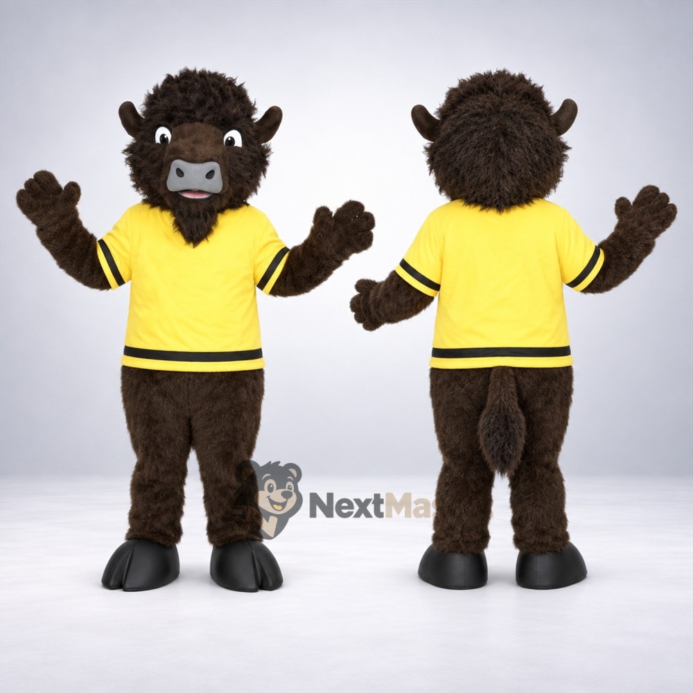 Buffalo Mascot Costume - Yellow Shirt Buffalo Mascot Costume - Yellow Shirt