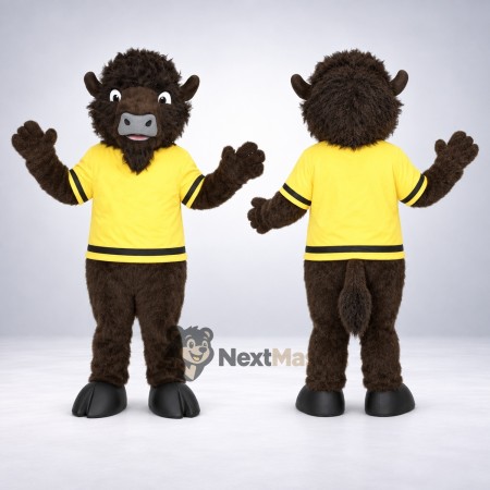 Buffalo Mascot Costume - Yellow Shirt Buffalo Mascot Costume - Yellow Shirt