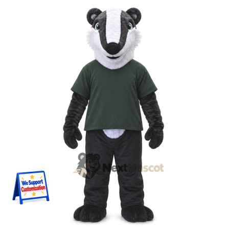 Skunk Mascot Costume - Green Shirt Skunk Mascot Costume - Green Shirt