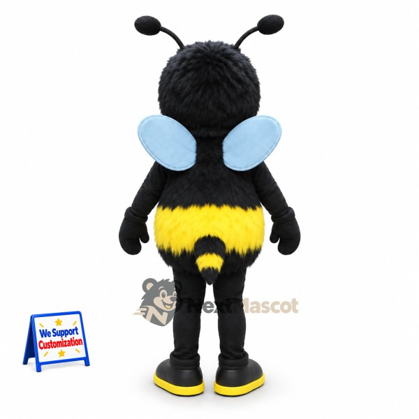 Bee Mascot Costume - Fuzzy, Blue Wings
