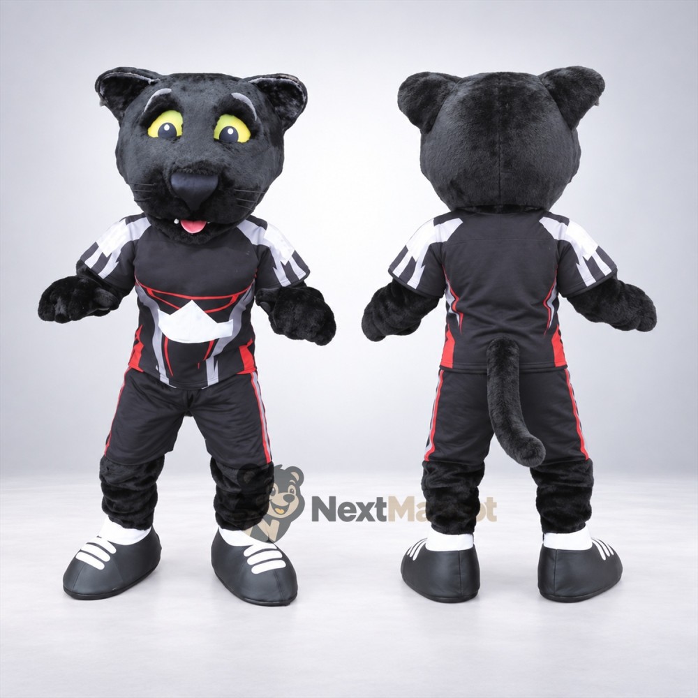 Panther Mascot Costume - Black, Jersey Panther Mascot Costume - Black, Jersey