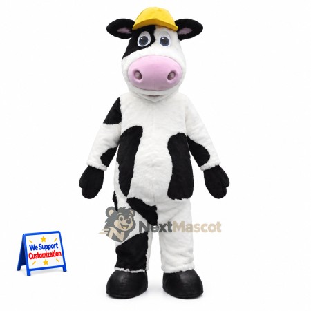 Cow Mascot Costume - Yellow Hat Cow Mascot Costume - Yellow Hat