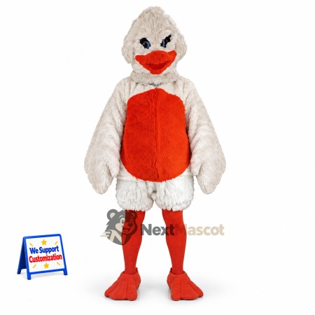 Goose Mascot Costume - White, Orange Belly Goose Mascot Costume - White, Orange Belly
