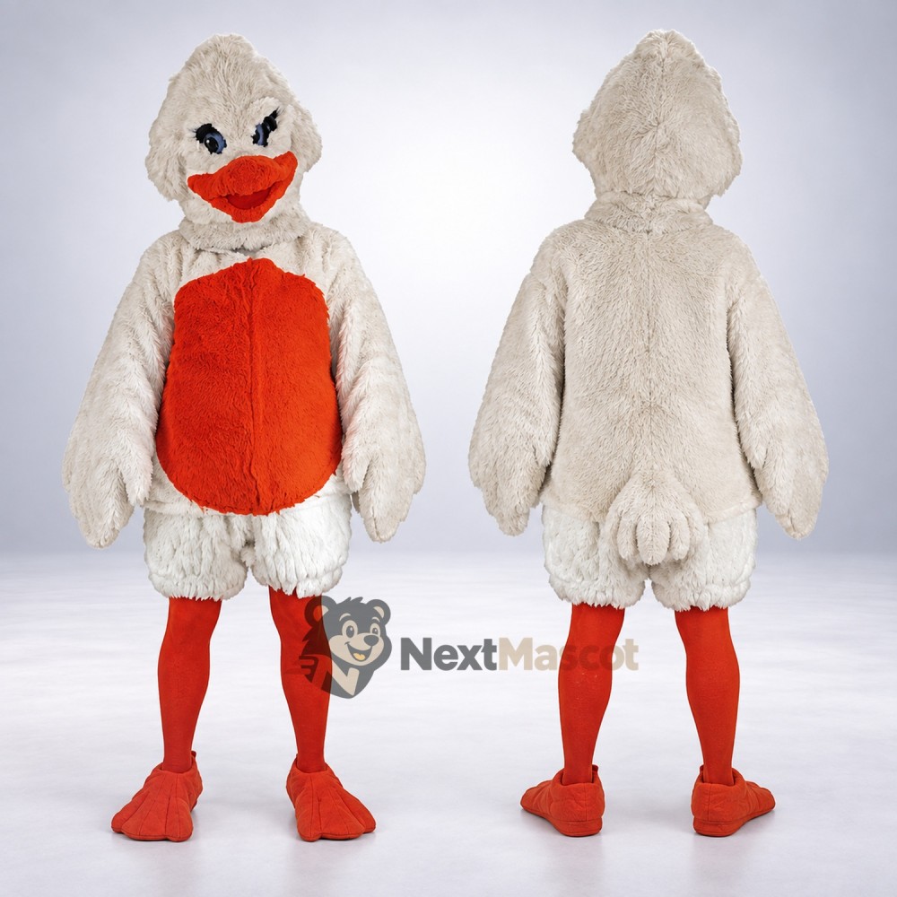 Goose Mascot Costume - White, Orange Belly Goose Mascot Costume - White, Orange Belly