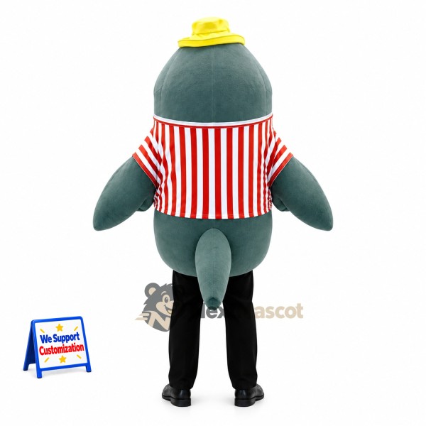Dolphin Mascot Costume - Striped Shirt Dolphin Mascot Costume - Striped Shirt