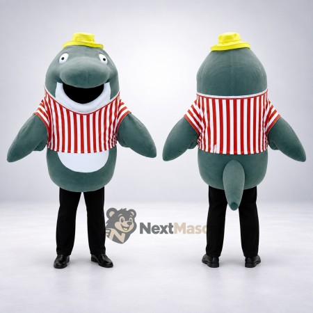 Dolphin Mascot Costume - Striped Shirt