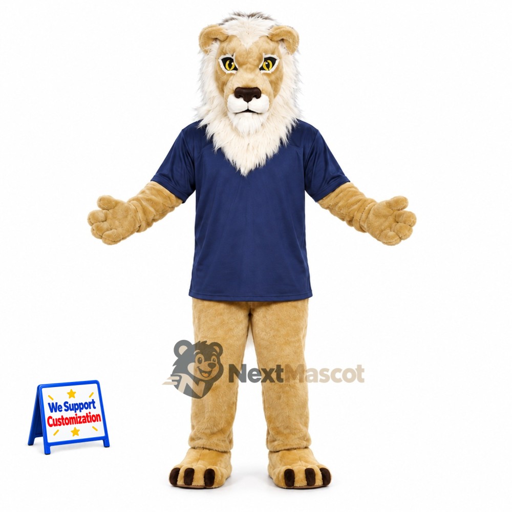 Lion Mascot Costume - Blue Shirt for Parades Lion Mascot Costume - Blue Shirt for Parades