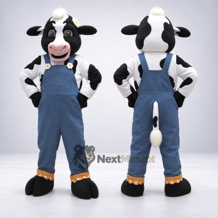 Cow Mascot Costume - Blue Overalls for Community Events Cow Mascot Costume - Blue Overalls for Community Events