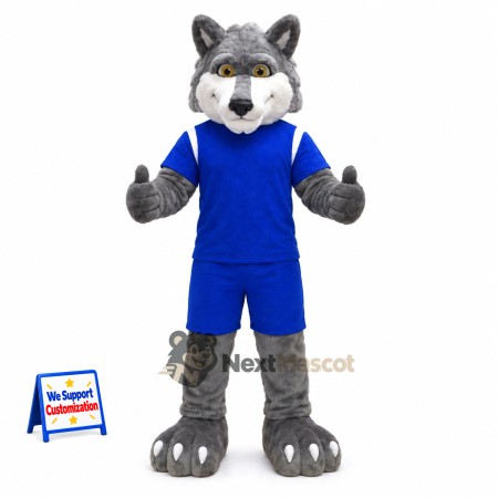 Wolf Mascot Costume - Blue Uniform for Parades Wolf Mascot Costume - Blue Uniform for Parades