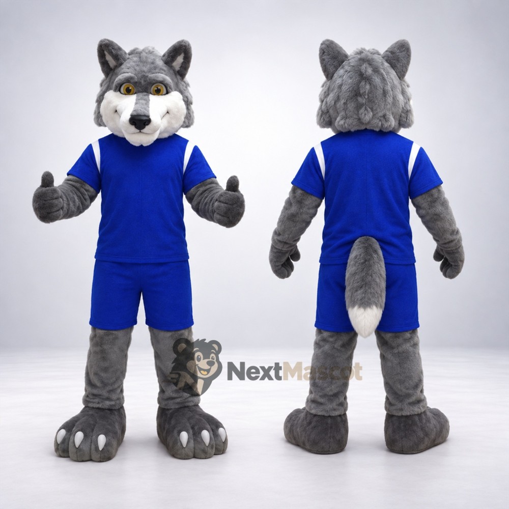 Wolf Mascot Costume - Blue Uniform for Parades Wolf Mascot Costume - Blue Uniform for Parades