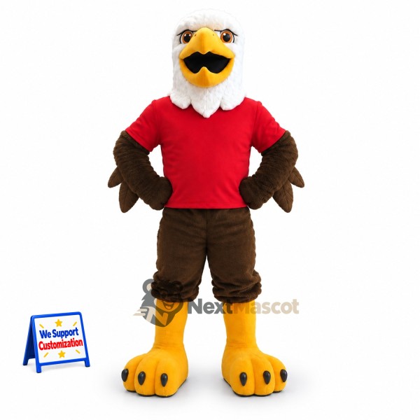 Bald Eagle Mascot Costume - Red Shirt for Community Events