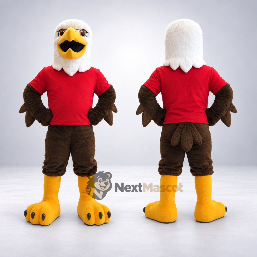 Bald Eagle Mascot Costume - Red Shirt for Community Events Bald Eagle Mascot Costume - Red Shirt for Community Events