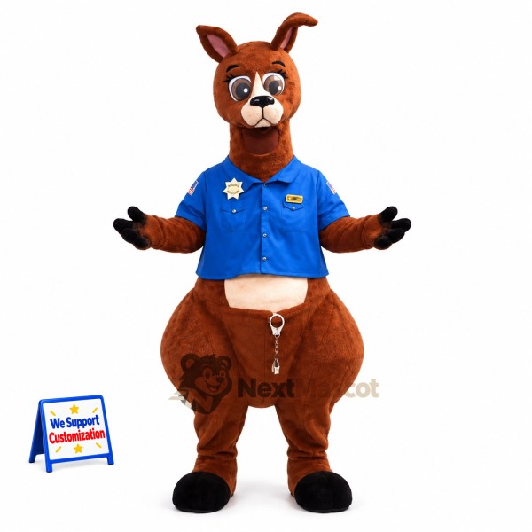 Kangaroo Mascot Costume - Blue Shirt