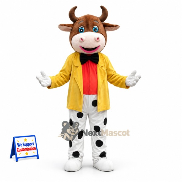 Cow Mascot Costume - Yellow Jacket