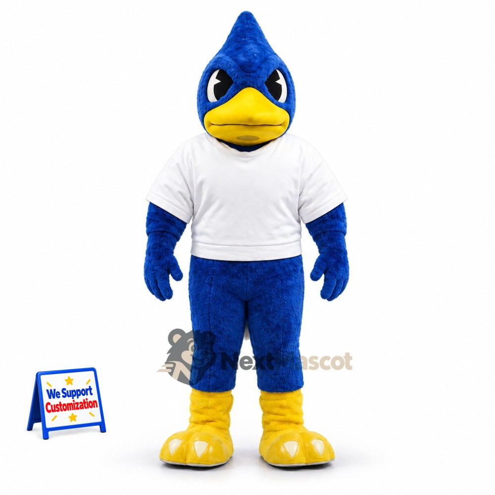Blue Jay Mascot Costume - White Shirt for Festivals Blue Jay Mascot Costume - White Shirt for Festivals