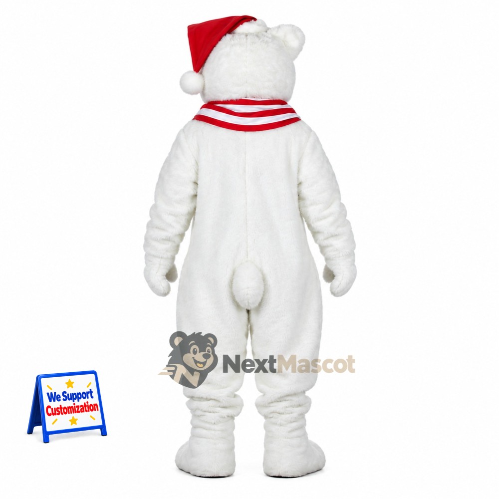 Polar Bear Mascot Costume - Christmas Theme Polar Bear Mascot Costume - Christmas Theme