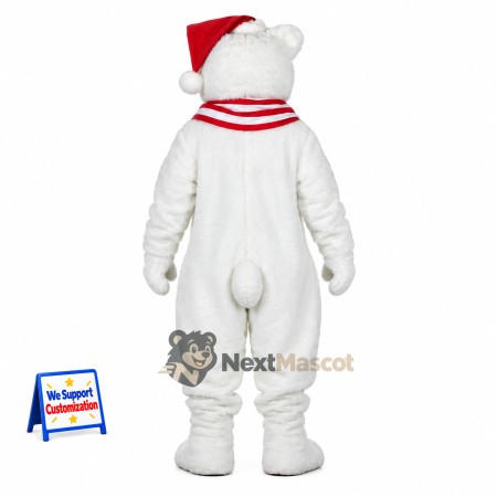Polar Bear Mascot Costume - Christmas Theme Polar Bear Mascot Costume - Christmas Theme