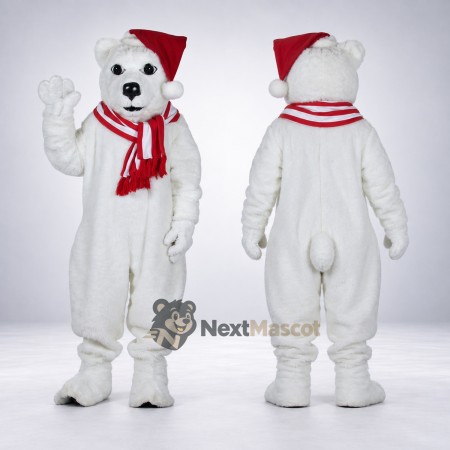 Polar Bear Mascot Costume - Christmas Theme Polar Bear Mascot Costume - Christmas Theme
