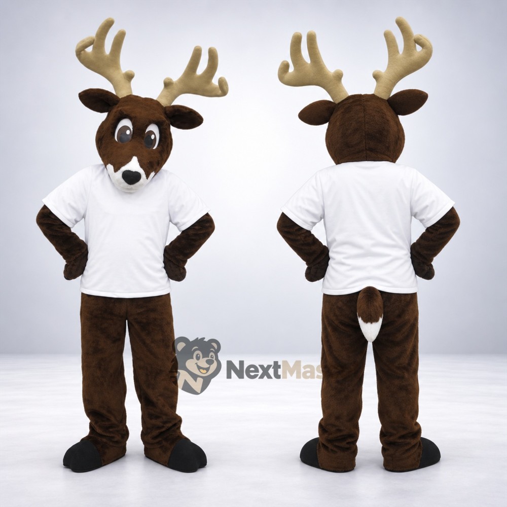 Deer Mascot Costume - White Shirt for Parades Deer Mascot Costume - White Shirt for Parades