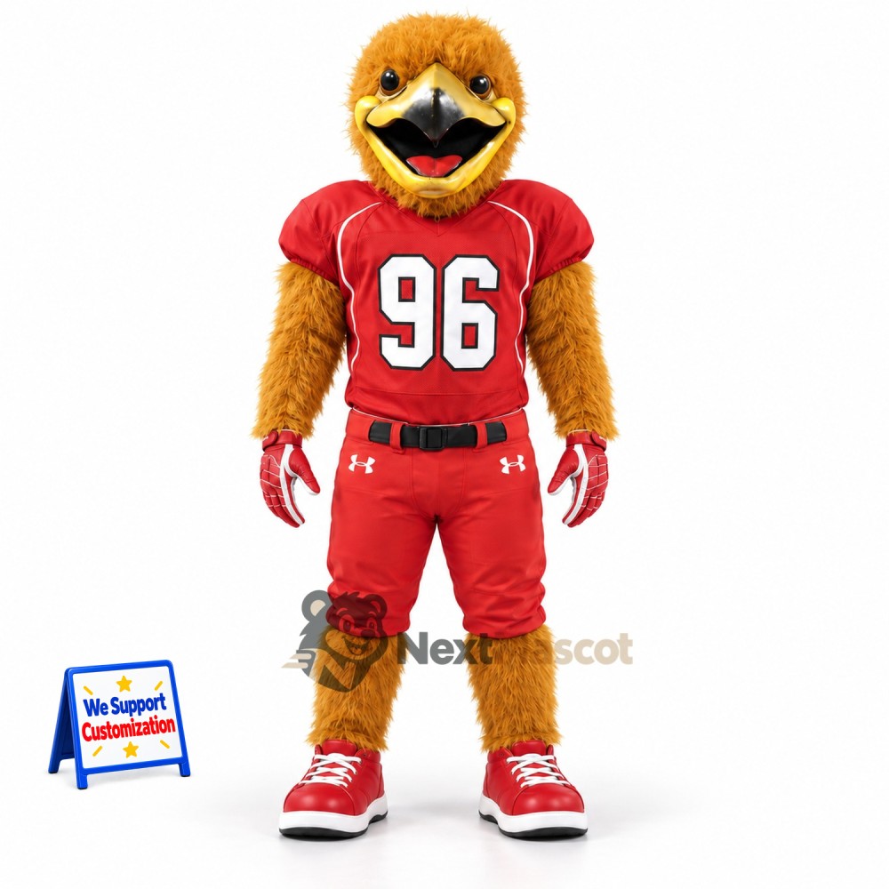 Falcon Mascot Costume - Brown, Red Uniform Falcon Mascot Costume - Brown, Red Uniform